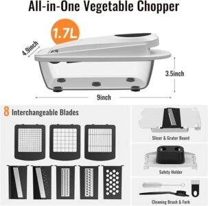 8 Blade All-in-1 Vegetable Chopper Mandoline Slicer with Container-2